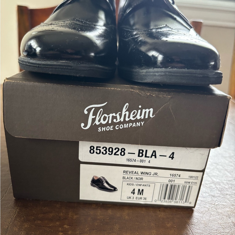 Florsheim Black Leather Oxfords Classic Dress Shoes for Boys size 4M
